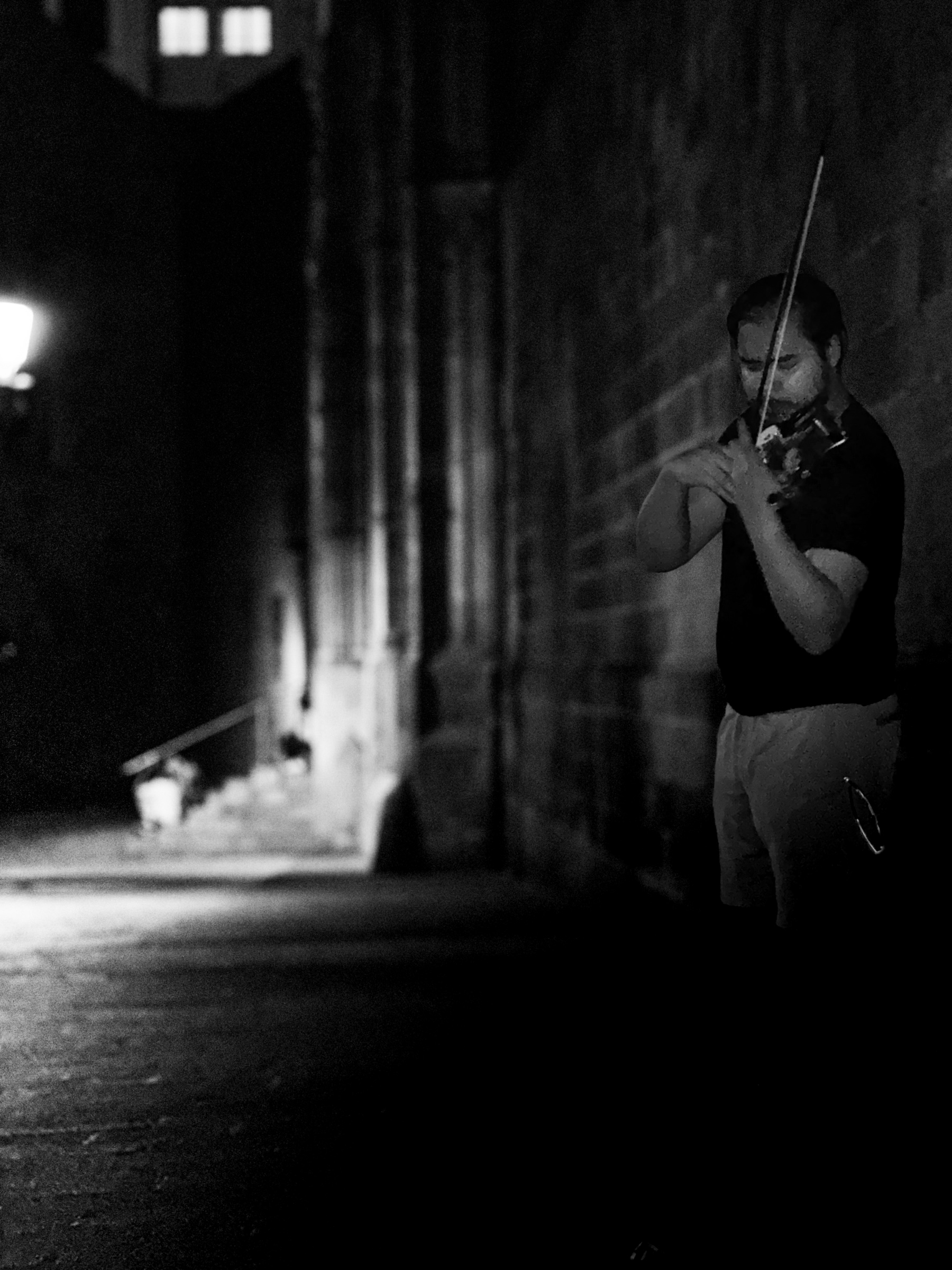 Man playing violin in gothic quarter