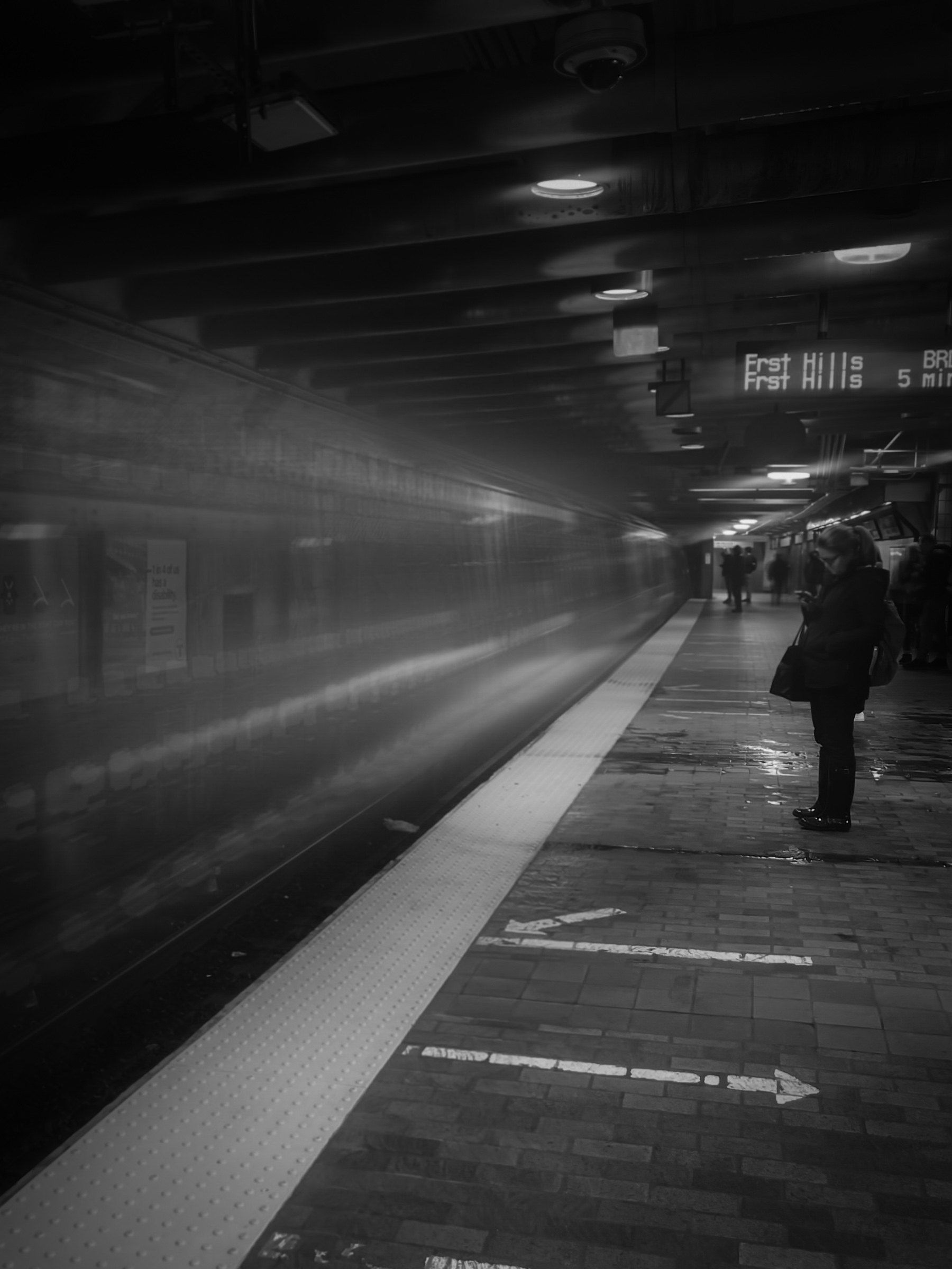 Boston train station with train
