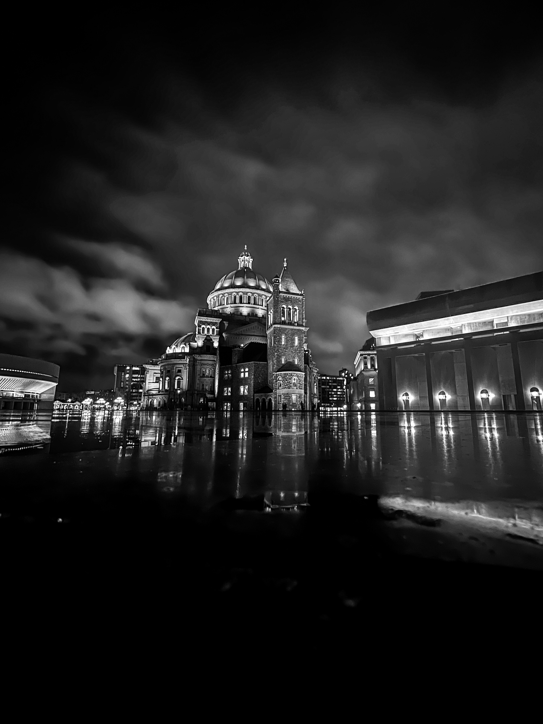 Boston architecture at night