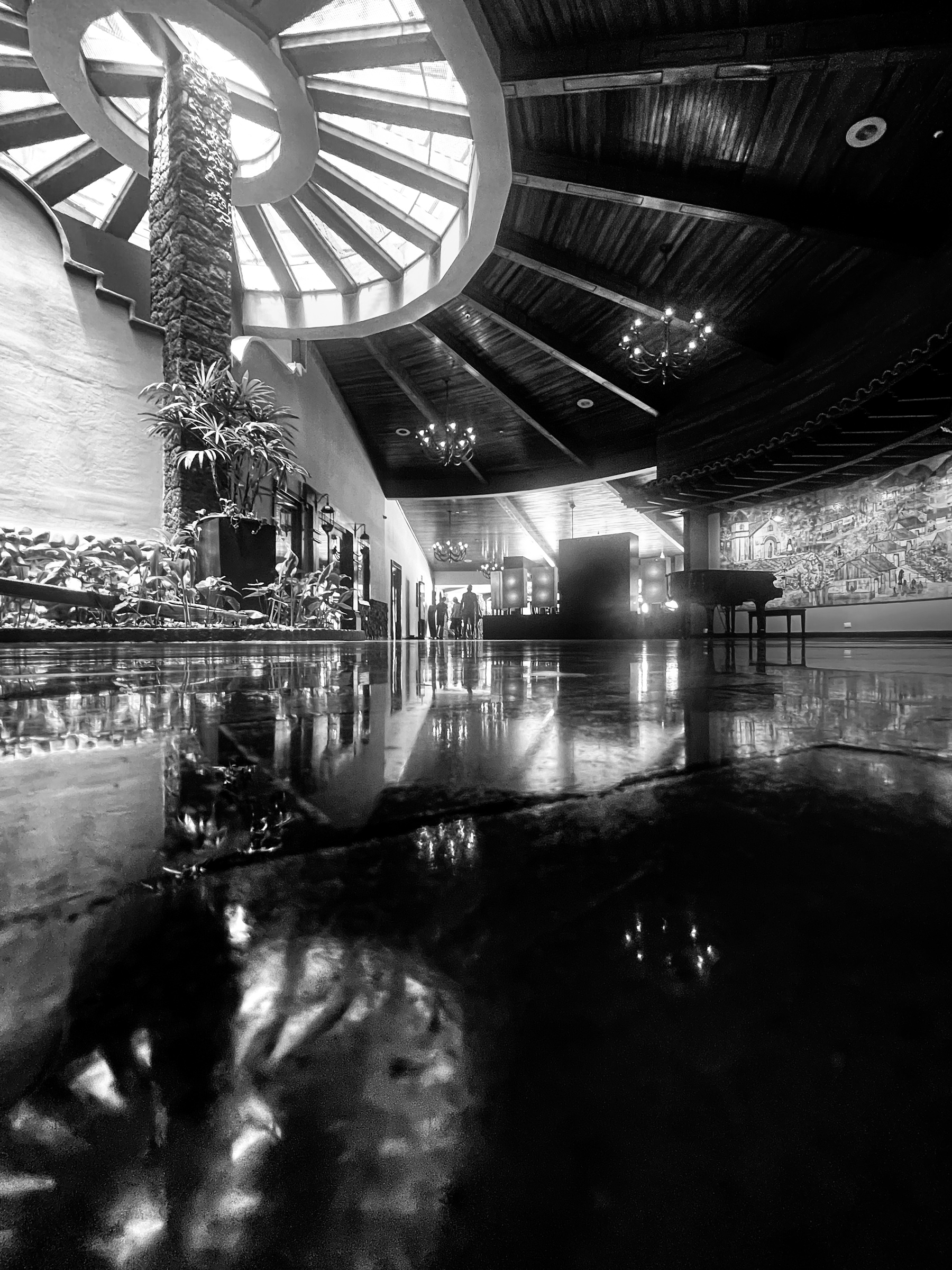 Reflection in hotel lobby
