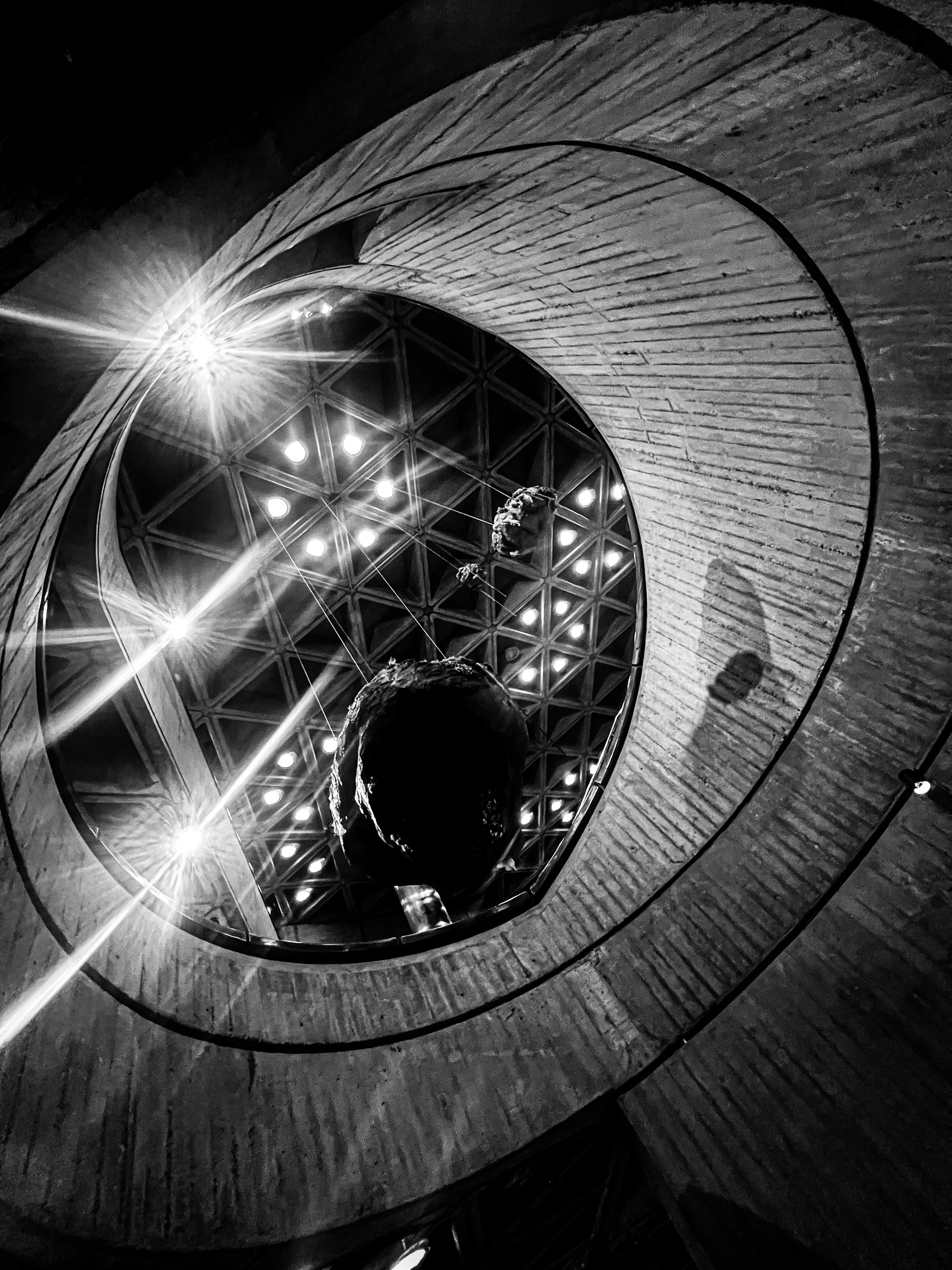 Looking up through silhouette artwork