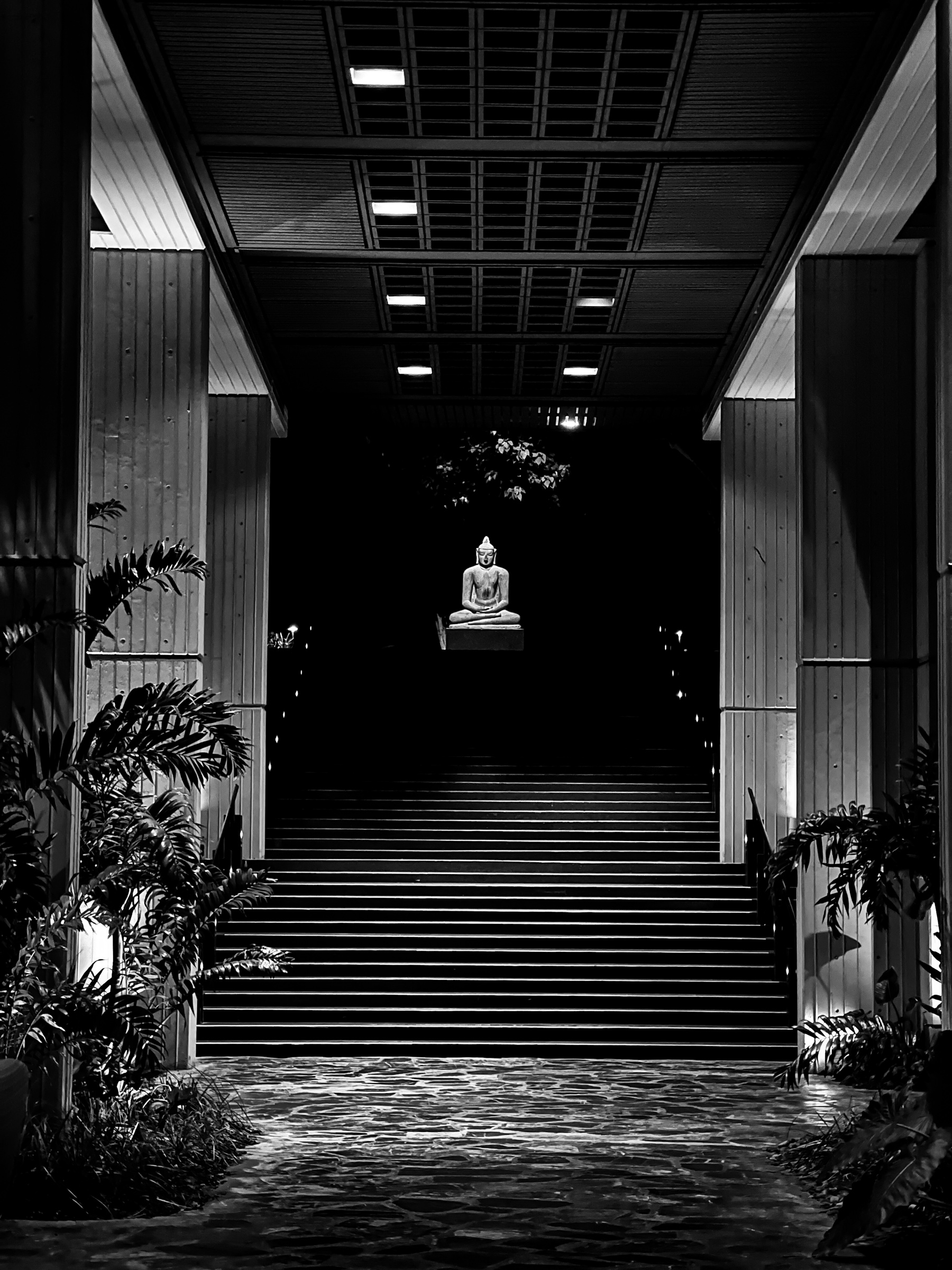 Buddha atop stairs