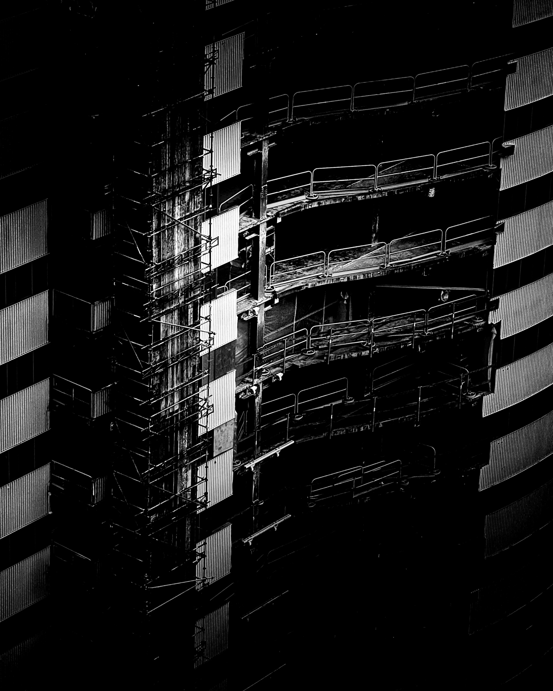 Scaffolded building