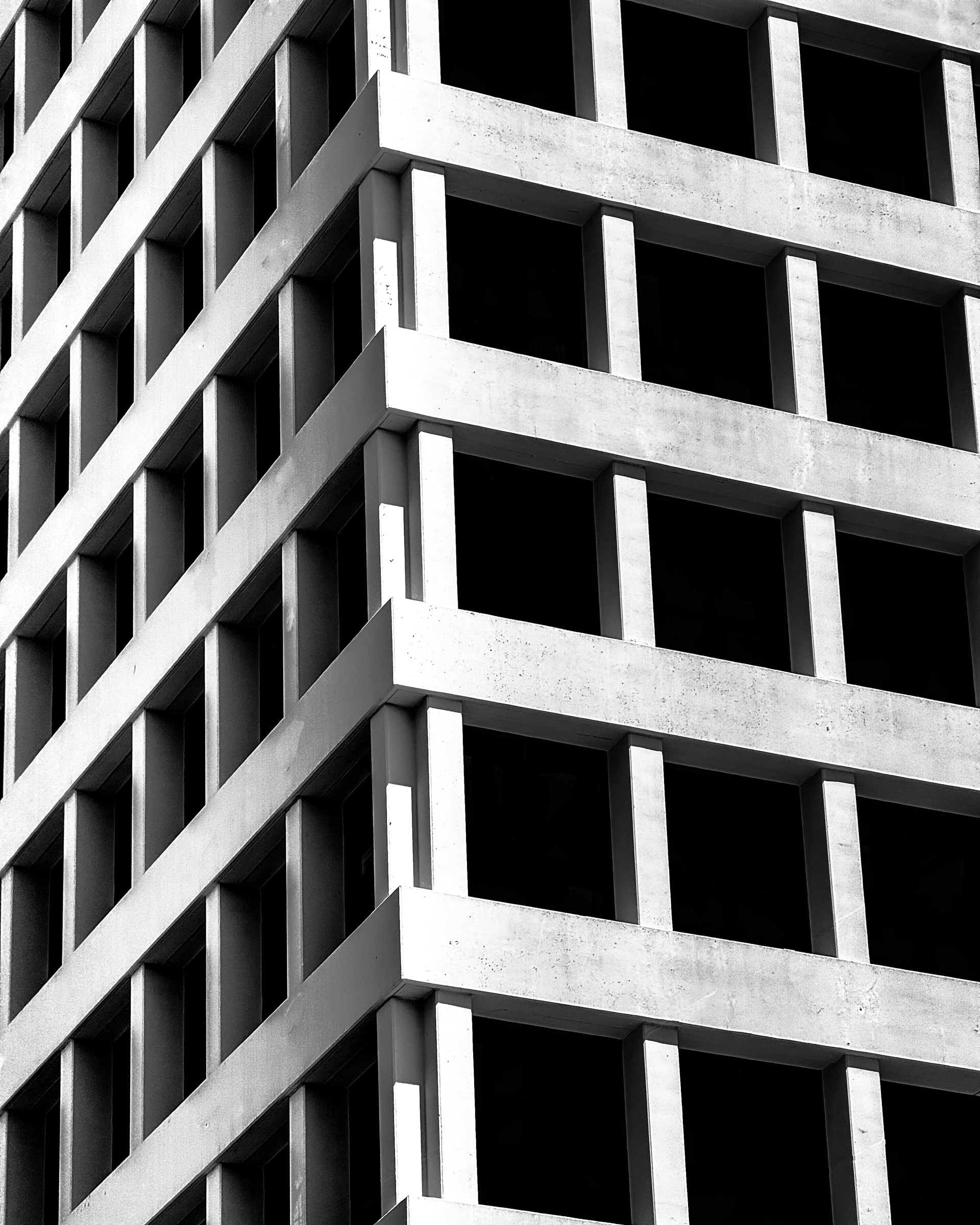 Monochrome abstract of corner highrise in Los Angeles