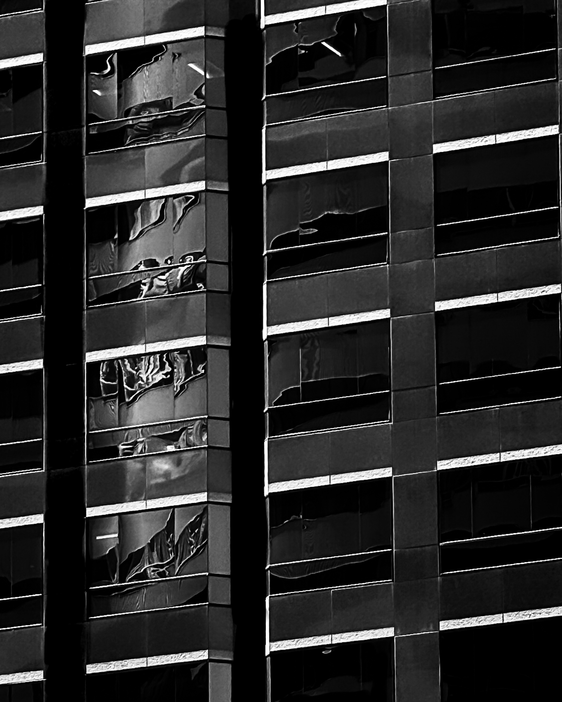 Abstract black and white highrise image on Wilshire Blvd in Los Angeles, CA