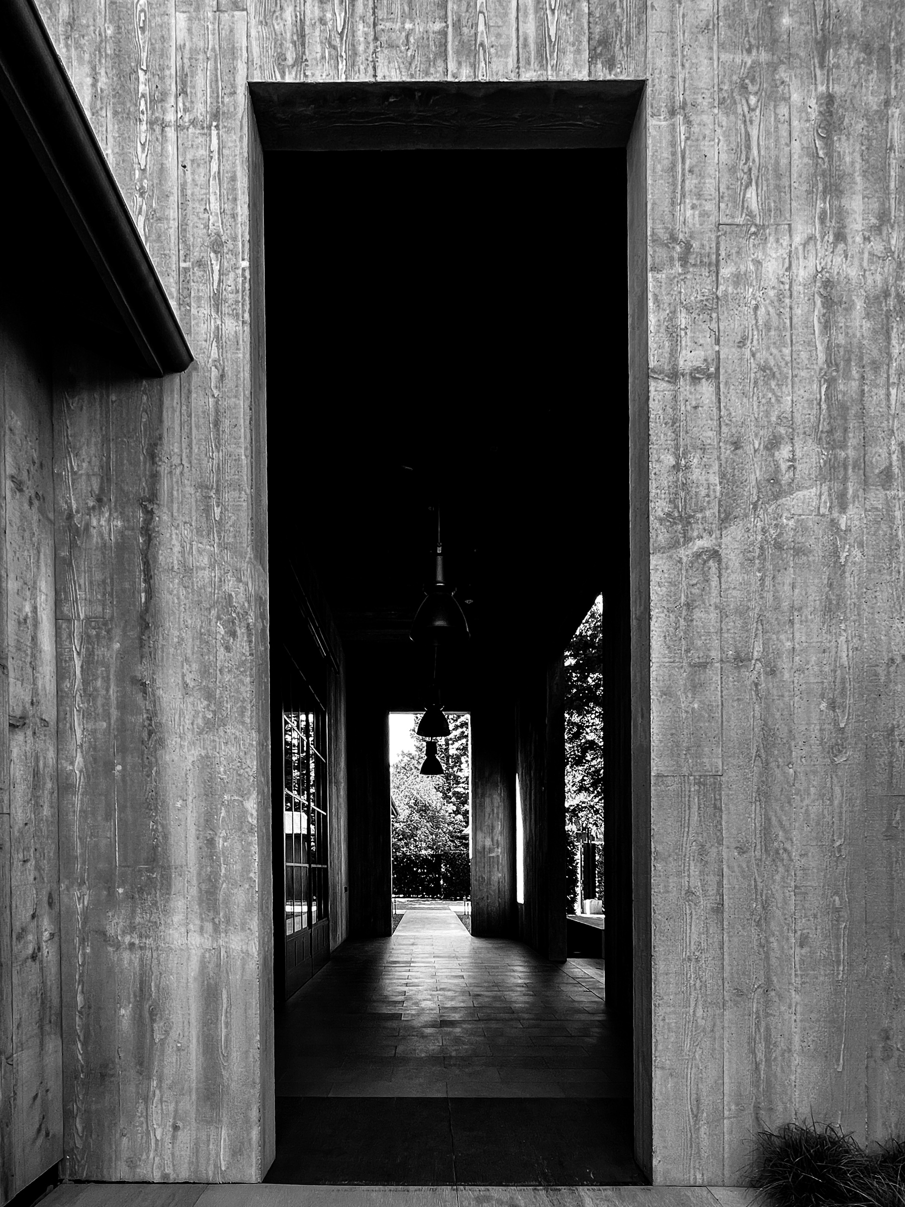 Through shot of concrete doorway