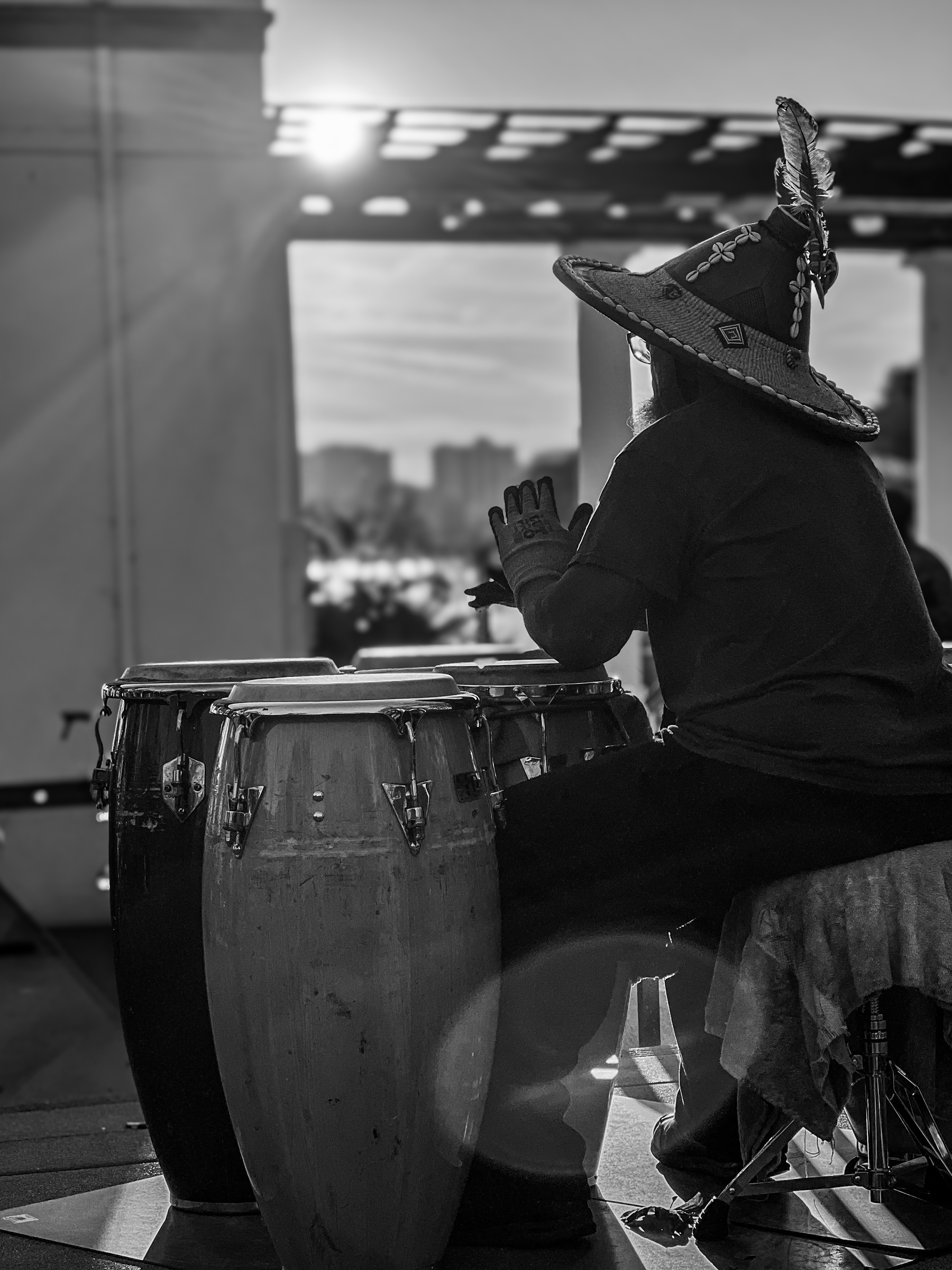 Drum player with hat