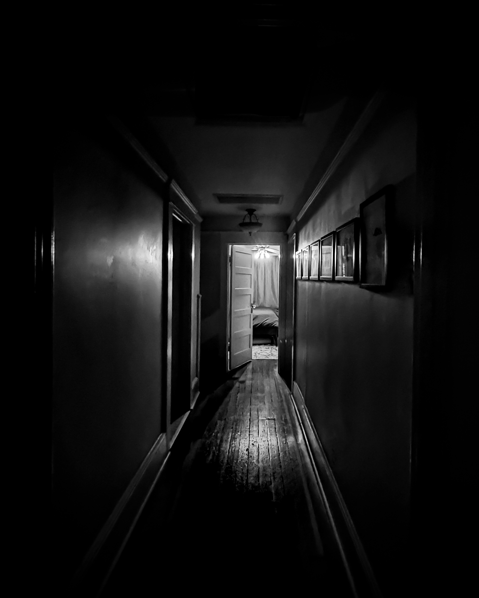 Upstairs hallway with gallery along right wall — South Pasadena, California