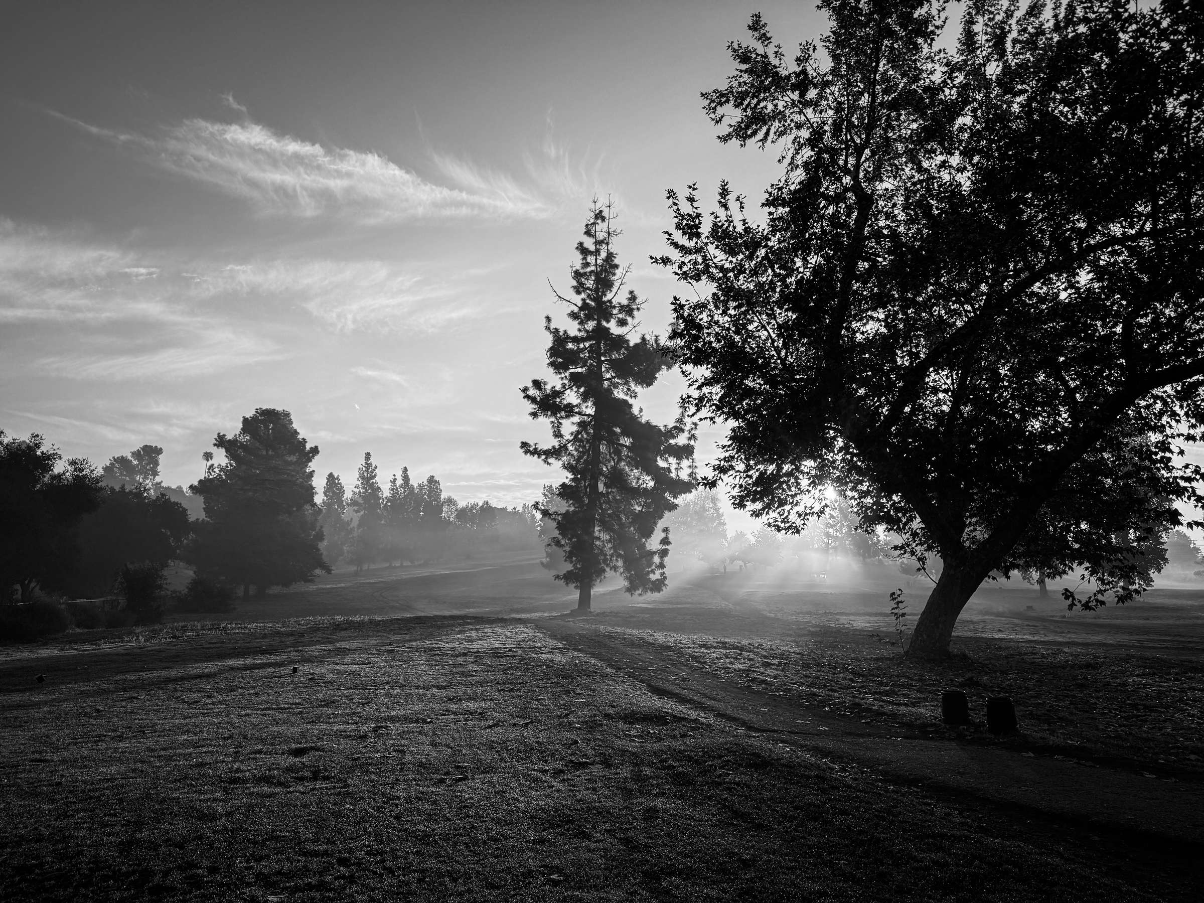 Morning atmosphere on a quiet golf course — Eaton Canyon, California