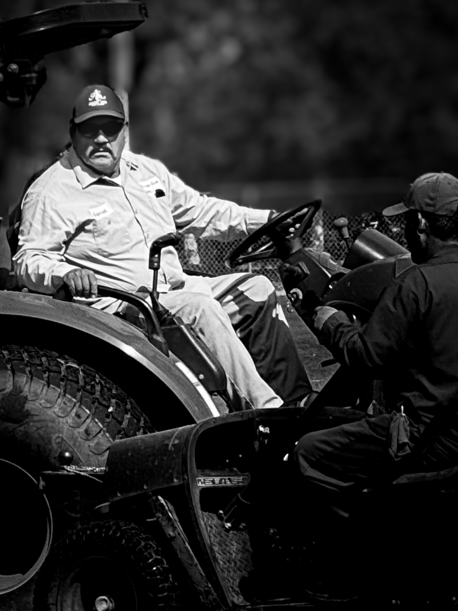 Arroyo Seco golf course maintenance crew talking during a break — South Pasadena, California