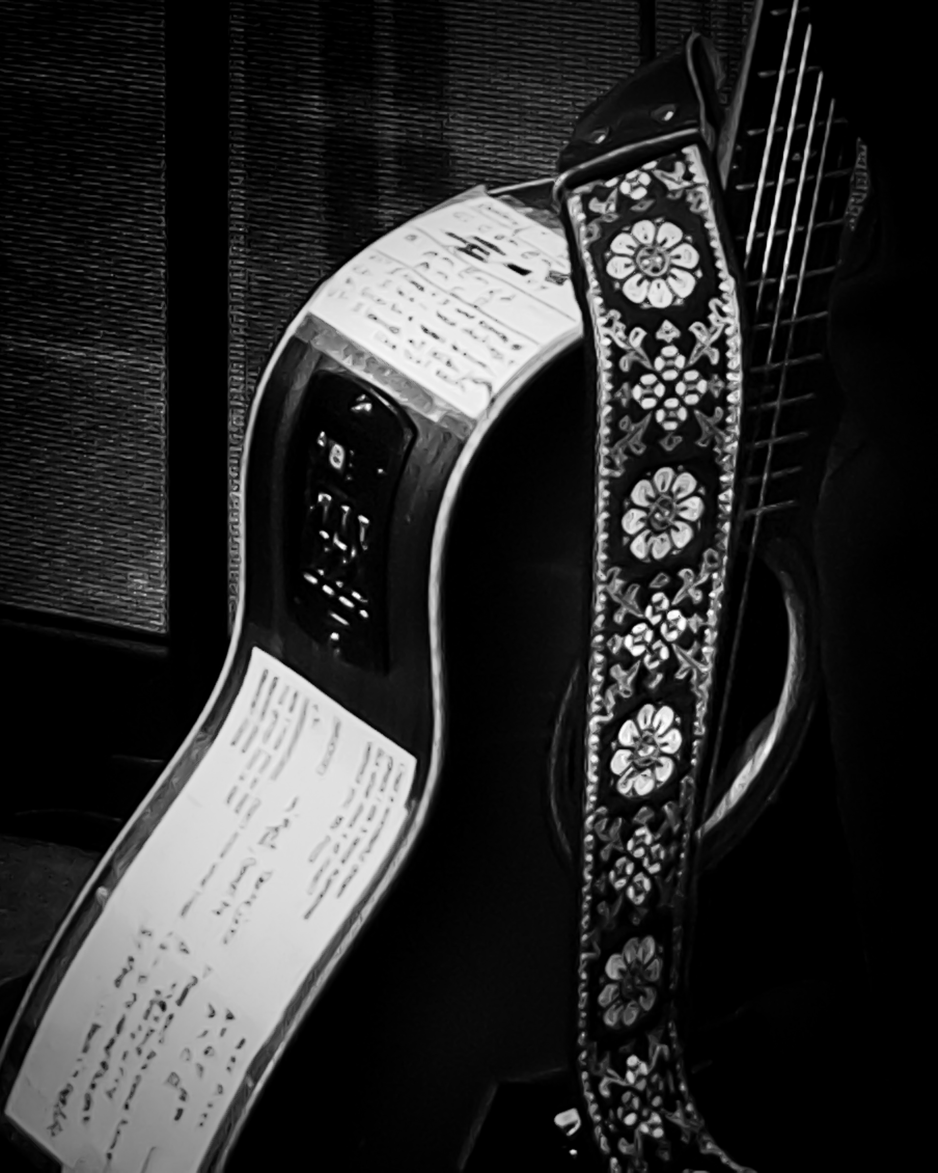 Close-up detail of a guitar body — Pasadena, California