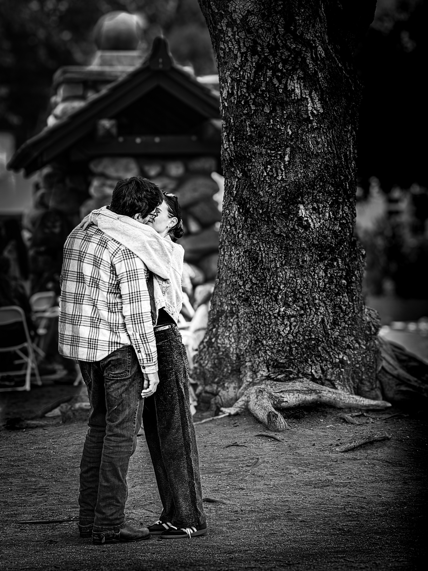 Couple at the historic South Pasadena train stop — South Pasadena, California
