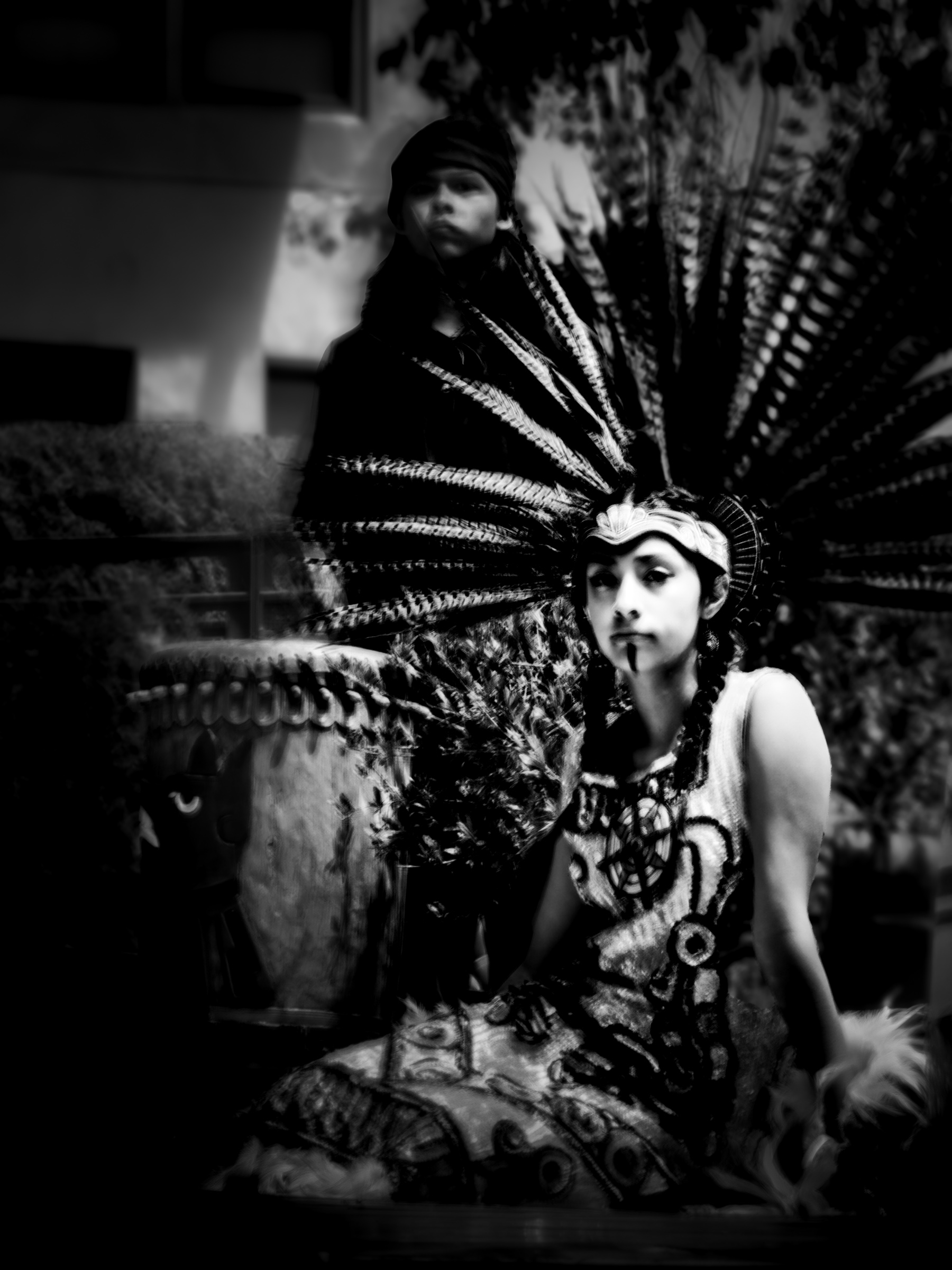 Indigenous dancers outside Vroman's - Seated dance